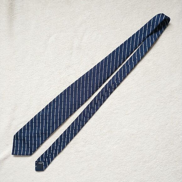 Canali NeckTie Rep Tie Silk Blue White Striped Check Jacquard Italy 3.5x56" - Picture 4 of 8